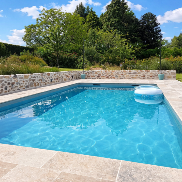 Margelle en Travertin pierre naturelle 61 x 33 x 3 cm pour piscine