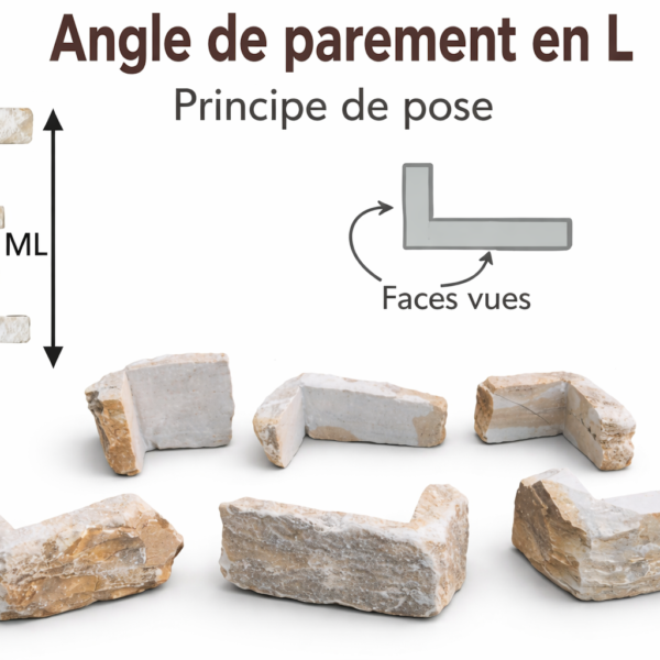 parement d'angle en pierre naturelle face naturelle – prix au ml