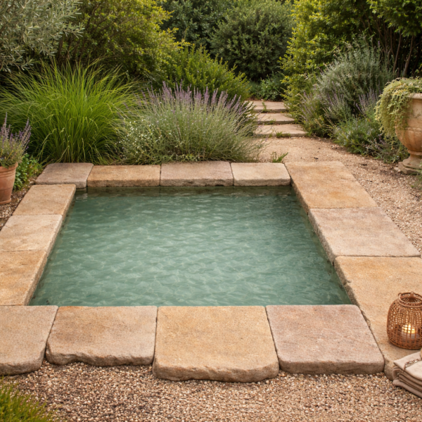 Margelle de bassin rustique