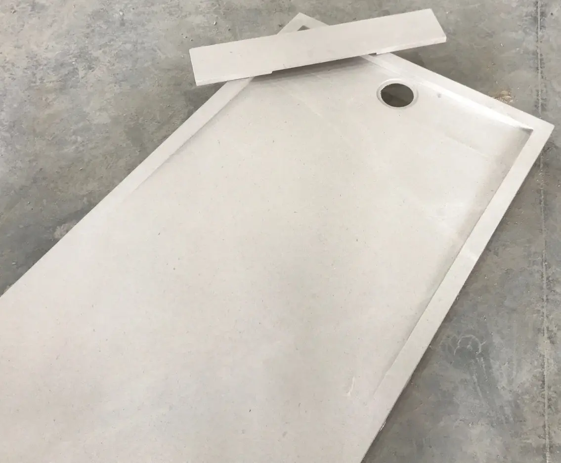 receveur de douche en pierre naturelle sur mesure – nouveau système compatible bonde standard (prix à la pièce)