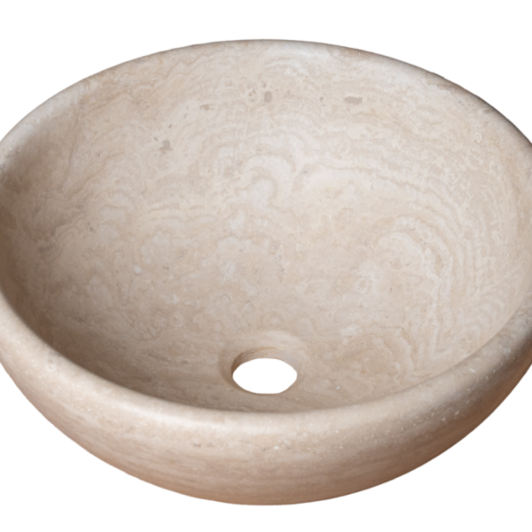 vasque bol en travertin light mix diamètre 40 x hauteur 16 cm (prix à la pièce)