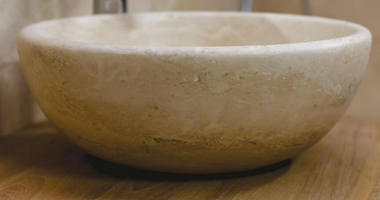vasque à poser en travertin light mix – Ø 40 x h 16 cm (prix à la pièce)